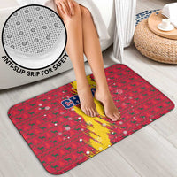 Chad Christmas Bathroom Set with Red-Yellow Festive Pattern, National Coat of Arms, and Snowflake Accents - Wonder Print Shop