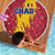 Chad Christmas Beach Blanket with Red-Yellow Festive Pattern, National Coat of Arms, and Snowflake Accents - Wonder Print Shop