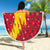 Chad Christmas Beach Blanket with Red-Yellow Festive Pattern, National Coat of Arms, and Snowflake Accents - Wonder Print Shop