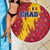 Chad Christmas Beach Blanket with Red-Yellow Festive Pattern, National Coat of Arms, and Snowflake Accents - Wonder Print Shop