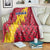 Chad Christmas Blanket with Red-Yellow Festive Pattern, National Coat of Arms, and Snowflake Accents - Wonder Print Shop