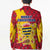 Chad Christmas Blazer with Red-Yellow Festive Pattern, National Coat of Arms, and Snowflake Accents - Wonder Print Shop