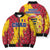 Chad Christmas Bomber Puffer Jacket with Red-Yellow Festive Pattern, National Coat of Arms, and Snowflake Accents - Wonder Print Shop
