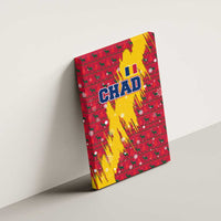 Chad Christmas Canvas Wall Art with Red-Yellow Festive Pattern, National Coat of Arms, and Snowflake Accents - Wonder Print Shop