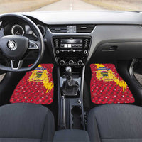Chad Christmas Car Mats with Red-Yellow Festive Pattern, National Coat of Arms, and Snowflake Accents - Wonder Print Shop