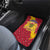Chad Christmas Car Mats with Red-Yellow Festive Pattern, National Coat of Arms, and Snowflake Accents - Wonder Print Shop