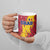 Chad Christmas Ceramic Mug with Red-Yellow Festive Pattern, National Coat of Arms, and Snowflake Accents - Wonder Print Shop