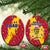 Chad Christmas Ceramic Ornament with Red-Yellow Festive Pattern, National Coat of Arms, and Snowflake Accents - Wonder Print Shop