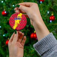 Chad Christmas Ceramic Ornament with Red-Yellow Festive Pattern, National Coat of Arms, and Snowflake Accents - Wonder Print Shop