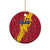 Chad Christmas Ceramic Ornament with Red-Yellow Festive Pattern, National Coat of Arms, and Snowflake Accents - Wonder Print Shop