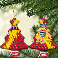 Chad Christmas Ceramic Ornament with Red-Yellow Festive Pattern, National Coat of Arms, and Snowflake Accents - Wonder Print Shop