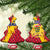 Chad Christmas Ceramic Ornament with Red-Yellow Festive Pattern, National Coat of Arms, and Snowflake Accents - Wonder Print Shop