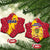 Chad Christmas Ceramic Ornament with Red-Yellow Festive Pattern, National Coat of Arms, and Snowflake Accents - Wonder Print Shop