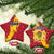 Chad Christmas Ceramic Ornament with Red-Yellow Festive Pattern, National Coat of Arms, and Snowflake Accents - Wonder Print Shop