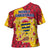Chad Christmas Cross Shoulder Shirt with Red-Yellow Festive Pattern, National Coat of Arms, and Snowflake Accents - Wonder Print Shop