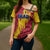 Chad Christmas Cross Shoulder Shirt with Red-Yellow Festive Pattern, National Coat of Arms, and Snowflake Accents - Wonder Print Shop