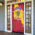 Chad Christmas Door Cover with Red-Yellow Festive Pattern, National Coat of Arms, and Snowflake Accents - Wonder Print Shop