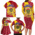 Chad Christmas Family Matching Long Sleeve Bodycon Dress and Hawaiian Shirt with Red-Yellow Festive Pattern, National Coat of Arms, and Snowflake Accents - Wonder Print Shop