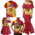 Chad Christmas Family Matching Mermaid Dress and Hawaiian Shirt with Red-Yellow Festive Pattern, National Coat of Arms, and Snowflake Accents - Wonder Print Shop