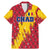 Chad Christmas Family Matching Mermaid Dress and Hawaiian Shirt with Red-Yellow Festive Pattern, National Coat of Arms, and Snowflake Accents - Wonder Print Shop