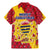 Chad Christmas Family Matching Mermaid Dress and Hawaiian Shirt with Red-Yellow Festive Pattern, National Coat of Arms, and Snowflake Accents - Wonder Print Shop