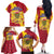 Chad Christmas Family Matching Off The Shoulder Long Sleeve Dress and Hawaiian Shirt with Red-Yellow Festive Pattern, National Coat of Arms, and Snowflake Accents - Wonder Print Shop