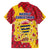 Chad Christmas Family Matching Off The Shoulder Long Sleeve Dress and Hawaiian Shirt with Red-Yellow Festive Pattern, National Coat of Arms, and Snowflake Accents - Wonder Print Shop