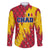 Chad Christmas Family Matching Off The Shoulder Long Sleeve Dress and Hawaiian Shirt with Red-Yellow Festive Pattern, National Coat of Arms, and Snowflake Accents - Wonder Print Shop