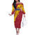 Chad Christmas Family Matching Off The Shoulder Long Sleeve Dress and Hawaiian Shirt with Red-Yellow Festive Pattern, National Coat of Arms, and Snowflake Accents - Wonder Print Shop