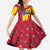 Chad Christmas Family Matching Off Shoulder Maxi Dress and Hawaiian Shirt with Red-Yellow Festive Pattern, National Coat of Arms, and Snowflake Accents - Wonder Print Shop