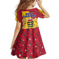 Chad Christmas Family Matching Off Shoulder Maxi Dress and Hawaiian Shirt with Red-Yellow Festive Pattern, National Coat of Arms, and Snowflake Accents - Wonder Print Shop