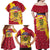 Chad Christmas Family Matching Off Shoulder Maxi Dress and Hawaiian Shirt with Red-Yellow Festive Pattern, National Coat of Arms, and Snowflake Accents - Wonder Print Shop