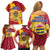 Chad Christmas Family Matching Off Shoulder Short Dress and Hawaiian Shirt with Red-Yellow Festive Pattern, National Coat of Arms, and Snowflake Accents - Wonder Print Shop