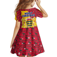Chad Christmas Family Matching Puletasi and Hawaiian Shirt with Red-Yellow Festive Pattern, National Coat of Arms, and Snowflake Accents - Wonder Print Shop