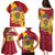 Chad Christmas Family Matching Puletasi and Hawaiian Shirt with Red-Yellow Festive Pattern, National Coat of Arms, and Snowflake Accents - Wonder Print Shop