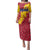 Chad Christmas Family Matching Puletasi and Hawaiian Shirt with Red-Yellow Festive Pattern, National Coat of Arms, and Snowflake Accents - Wonder Print Shop