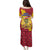 Chad Christmas Family Matching Puletasi and Hawaiian Shirt with Red-Yellow Festive Pattern, National Coat of Arms, and Snowflake Accents - Wonder Print Shop