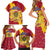 Chad Christmas Family Matching Short Sleeve Bodycon Dress and Hawaiian Shirt with Red-Yellow Festive Pattern, National Coat of Arms, and Snowflake Accents - Wonder Print Shop