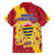 Chad Christmas Family Matching Short Sleeve Bodycon Dress and Hawaiian Shirt with Red-Yellow Festive Pattern, National Coat of Arms, and Snowflake Accents - Wonder Print Shop