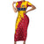 Chad Christmas Family Matching Short Sleeve Bodycon Dress and Hawaiian Shirt with Red-Yellow Festive Pattern, National Coat of Arms, and Snowflake Accents - Wonder Print Shop