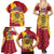 Chad Christmas Family Matching Summer Maxi Dress and Hawaiian Shirt with Red-Yellow Festive Pattern, National Coat of Arms, and Snowflake Accents - Wonder Print Shop