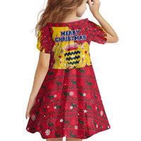 Chad Christmas Family Matching Tank Maxi Dress and Hawaiian Shirt with Red-Yellow Festive Pattern, National Coat of Arms, and Snowflake Accents - Wonder Print Shop