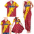 Chad Christmas Family Matching Tank Maxi Dress and Hawaiian Shirt with Red-Yellow Festive Pattern, National Coat of Arms, and Snowflake Accents - Wonder Print Shop