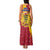 Chad Christmas Family Matching Tank Maxi Dress and Hawaiian Shirt with Red-Yellow Festive Pattern, National Coat of Arms, and Snowflake Accents - Wonder Print Shop