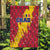 Chad Christmas Garden Flag with Red-Yellow Festive Pattern, National Coat of Arms, and Snowflake Accents - Wonder Print Shop