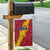 Chad Christmas Garden Flag with Red-Yellow Festive Pattern, National Coat of Arms, and Snowflake Accents - Wonder Print Shop