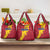 Chad Christmas Grocery Bag with Red-Yellow Festive Pattern, National Coat of Arms, and Snowflake Accents - Wonder Print Shop