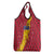 Chad Christmas Grocery Bag with Red-Yellow Festive Pattern, National Coat of Arms, and Snowflake Accents - Wonder Print Shop