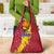 Chad Christmas Grocery Bag with Red-Yellow Festive Pattern, National Coat of Arms, and Snowflake Accents - Wonder Print Shop