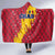 Chad Christmas Hooded Blanket with Red-Yellow Festive Pattern, National Coat of Arms, and Snowflake Accents - Wonder Print Shop
